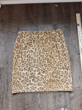 Leopard Print A-Line Mini Skirt in Tan and Cream